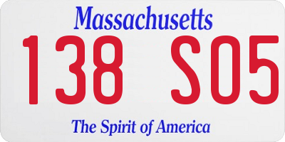MA license plate 138SO5