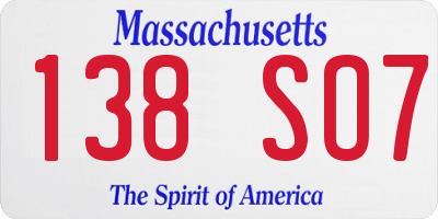 MA license plate 138SO7