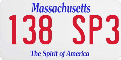 MA license plate 138SP3