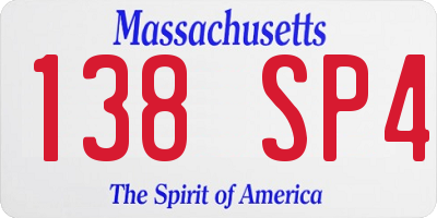 MA license plate 138SP4