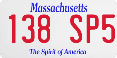 MA license plate 138SP5