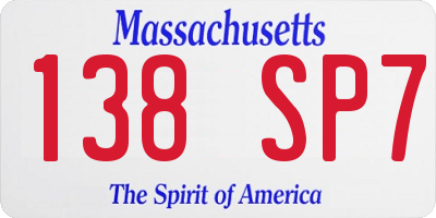 MA license plate 138SP7