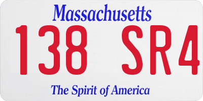 MA license plate 138SR4