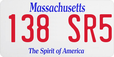 MA license plate 138SR5