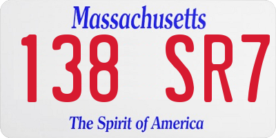MA license plate 138SR7