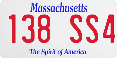 MA license plate 138SS4