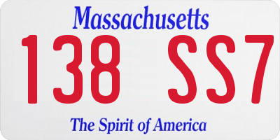 MA license plate 138SS7
