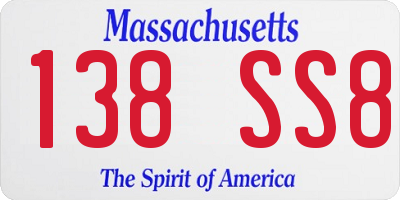 MA license plate 138SS8