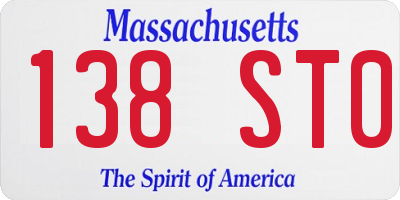 MA license plate 138ST0