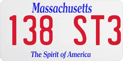 MA license plate 138ST3