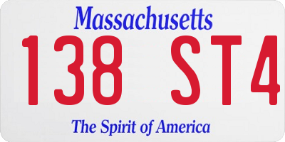 MA license plate 138ST4