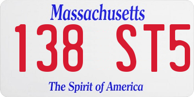 MA license plate 138ST5