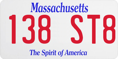 MA license plate 138ST8