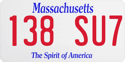 MA license plate 138SU7