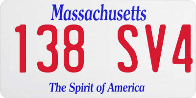 MA license plate 138SV4