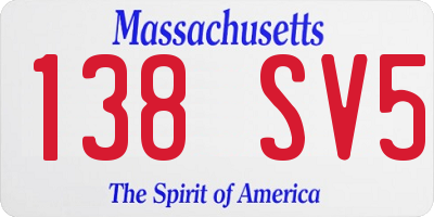 MA license plate 138SV5
