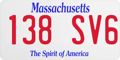 MA license plate 138SV6