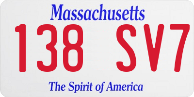 MA license plate 138SV7