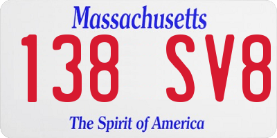 MA license plate 138SV8