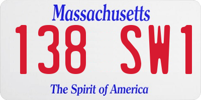 MA license plate 138SW1