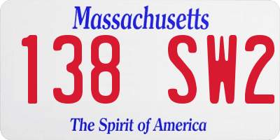 MA license plate 138SW2