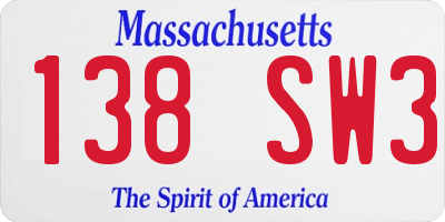 MA license plate 138SW3