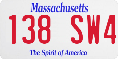 MA license plate 138SW4