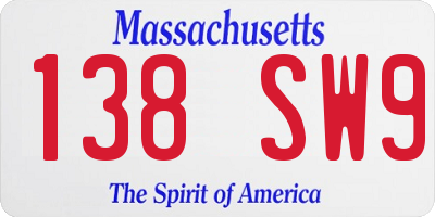 MA license plate 138SW9