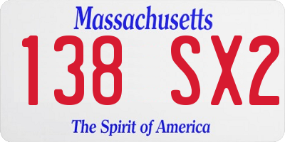 MA license plate 138SX2
