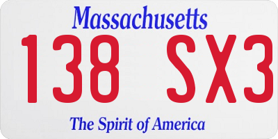 MA license plate 138SX3