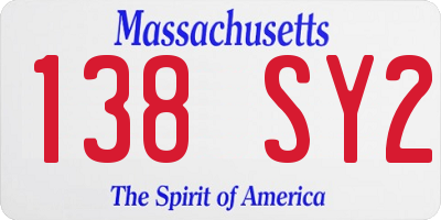 MA license plate 138SY2