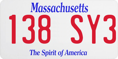 MA license plate 138SY3