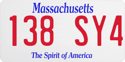 MA license plate 138SY4