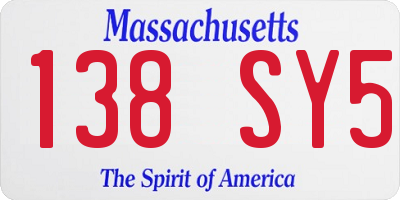 MA license plate 138SY5