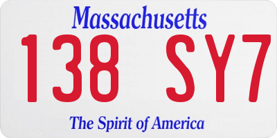 MA license plate 138SY7