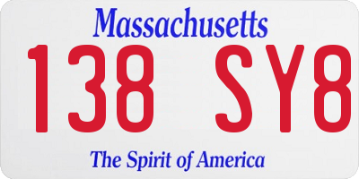 MA license plate 138SY8