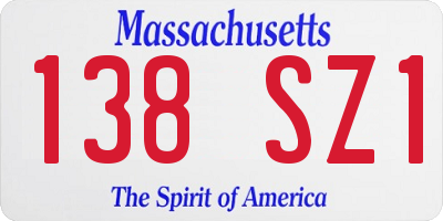 MA license plate 138SZ1