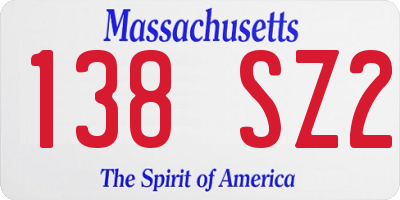 MA license plate 138SZ2