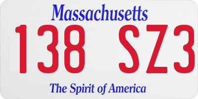 MA license plate 138SZ3