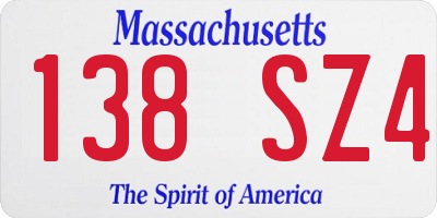 MA license plate 138SZ4