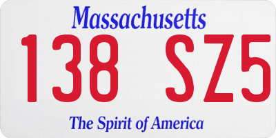 MA license plate 138SZ5