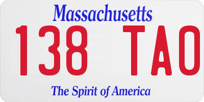 MA license plate 138TA0