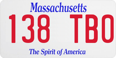 MA license plate 138TB0