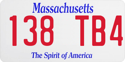 MA license plate 138TB4