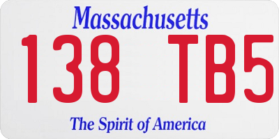 MA license plate 138TB5