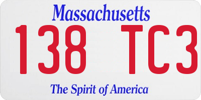 MA license plate 138TC3