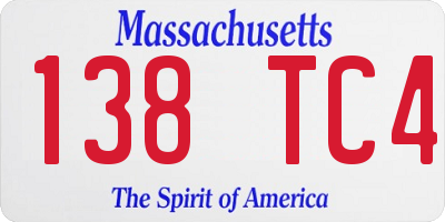 MA license plate 138TC4