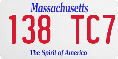 MA license plate 138TC7