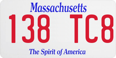MA license plate 138TC8