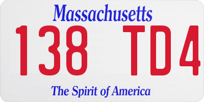 MA license plate 138TD4